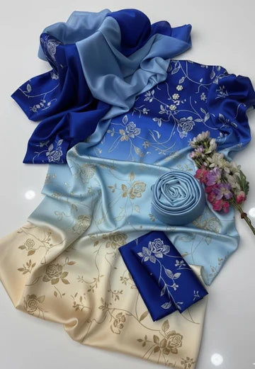 Digital Print Silk 3pcs (BLUE BANARSI)