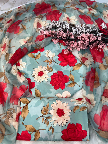 DIGITAL PRINTED SWISS LAWN 3pcs (UNSTICHED) (RED FLORAL)