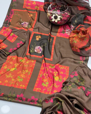 DIGITAL PRINTED SWISS LAWN 3pcs (UNSTICHED) (CHOCOLATY)