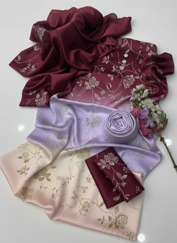 Digital Print Silk 3pcs (PURPLE MEHROON BANARASI)