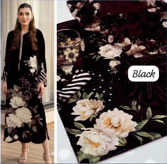 Digital Print Silk 3pcs (BLACK FLOWERS)