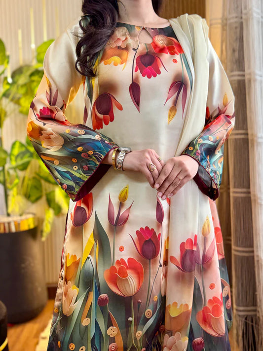 DIGITAL PRINTED SLIK 3PCS (3D FLOWERS)