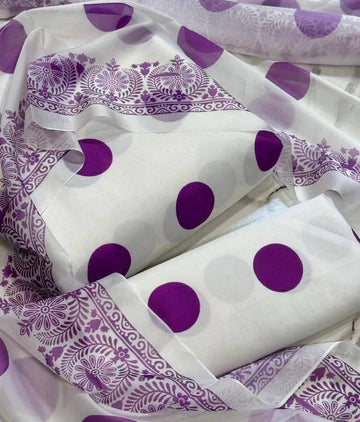 DIGITAL PRINTED SWISS LAWN 3pcs (UNSTICHED) (PURPLE POLKA)