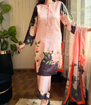 Digital Print Silk 3pcs(BLACK ROSES)