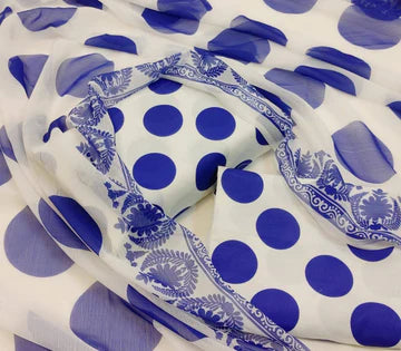 DIGITAL PRINTED SWISS LAWN 3pcs (UNSTICHED) (BLUE POLKA)