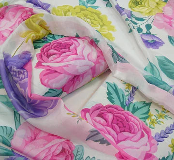 DIGITAL PRINTED SWISS LAWN 3pcs (UNSTICHED) ( WHITE GULAB)