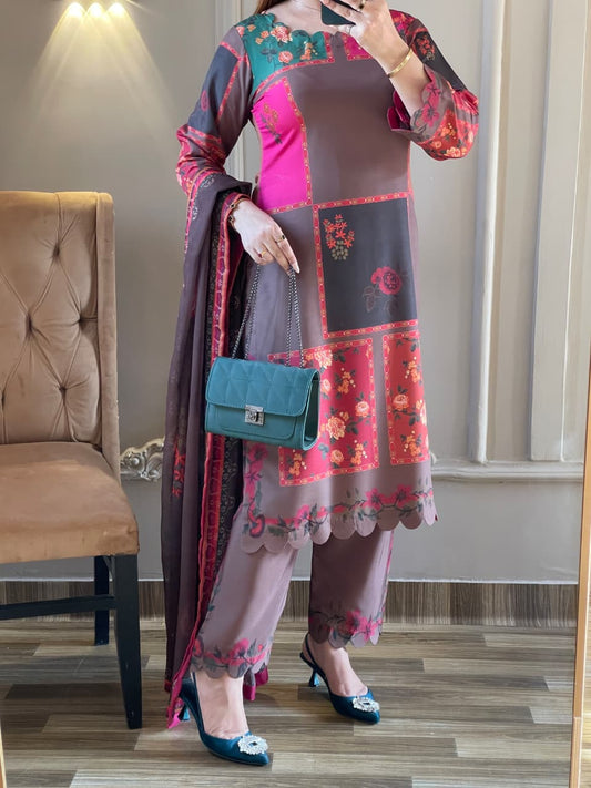 DIGITAL PRINTED SWISS LAWN (Rose Patch Elegance)